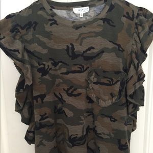 Camo tee with ruffles NEW